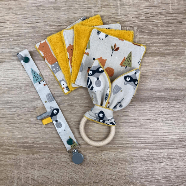 Coffret essentiel coton attache tétine anneau de dentition