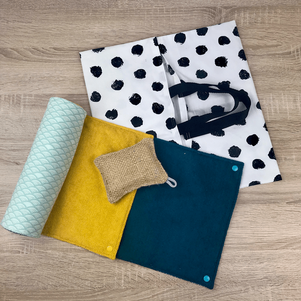 Coffret Cuisine Zéro Déchet sac à tarte essuie-tout éponge lavable